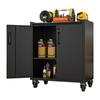 Heavy-Duty Metal Garage Storage Cabinet with Wheels, 75 x 42 x 88 cm, with Lock - Universal for Office, Basement, Workshop (Assembly Required)