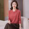 Autumn 2025 Hollowed-Out Long-Sleeve Knitted Sweater with Turn-Down Collar - Women's Fashionable Base Layer Pullover