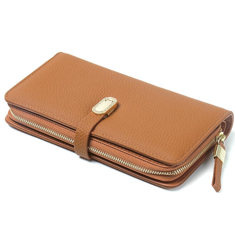 Dámská peněženka, Pravá kůže, Velkokapacitní peněženka v kontrastních barvách, První vrstva hovězí kůže, Luxusní psaníčko, Peněženka na více karet.