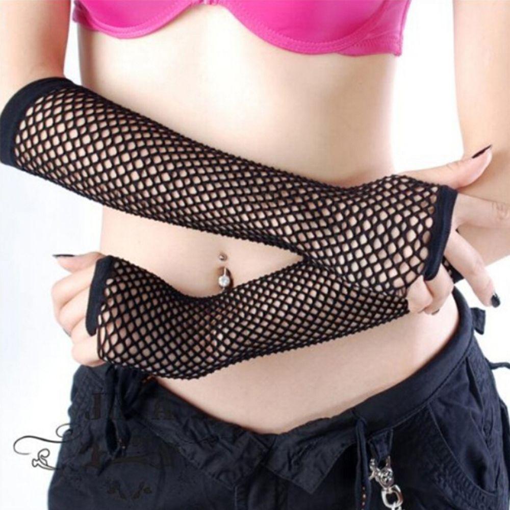 Dance Costume Fingerless Nightclub Mesh Net Fishing Net Mesh Gloves Punk Glove Long Glove Gloves