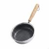 Frying Wooden handleGrain Handle Stainless Steel Pan Hanging Loop Skillet