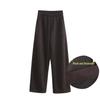 Women's Plus Size Wool Blend Fleece-Lined Curved Leg Pants for Autumn/Winter