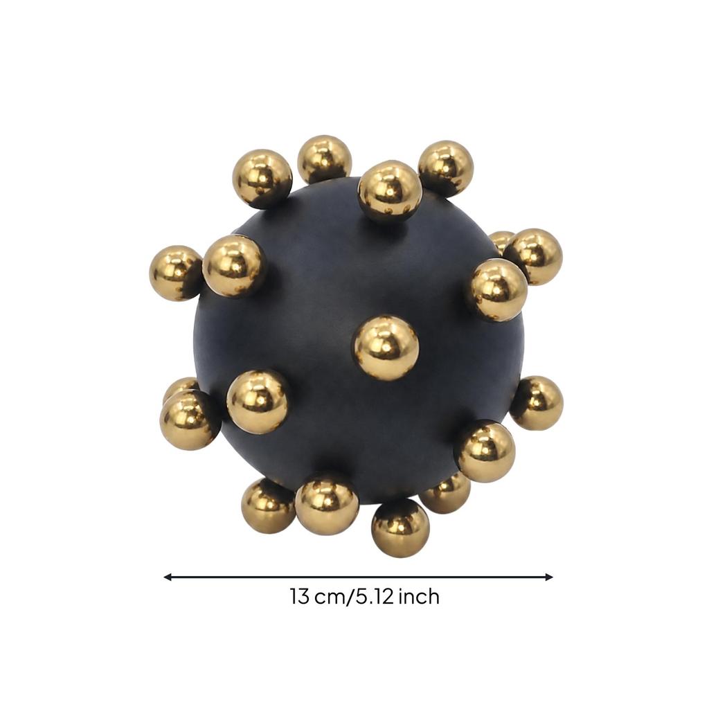 Spherical Metal Decorative Ornament Versatile Orb with Raised Spheres EyeCatching Black