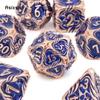 7 Pcs Yellow Blue Tree Vine Metal Dice Solid Metal Polyhedral Dice Set Suitable for Role-Playing RPG Board Game Dice RPG