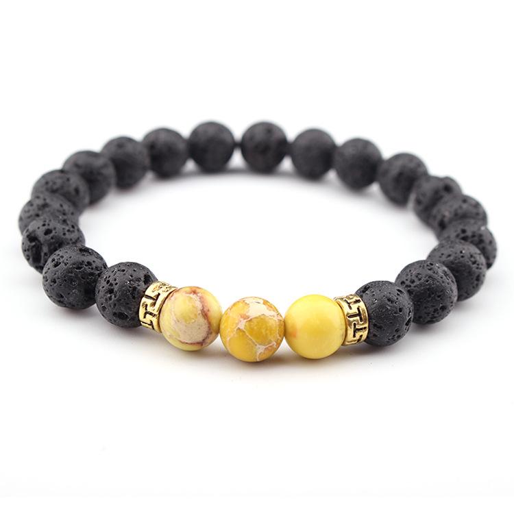 Handmade Imperial Stone & Volcanic Beaded Elastic Bracelet Necklace Set
