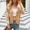 BITCED Autumn/Winter Women's Knitted Cardigan Coat Loose-Fit Academic-Style Sweater Cardigan