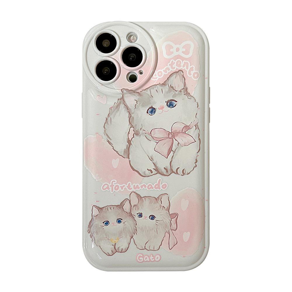 Soft and Cute Cats Suitable for Iphone16 Mobile Phone Case Cute Apple 15promax Silicone 11 Soft Shell 14 Girl 13