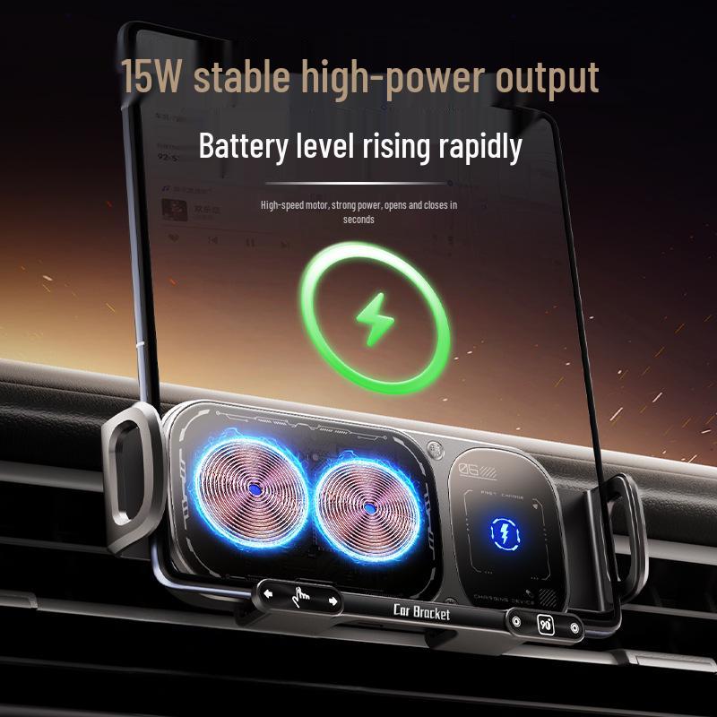 Foldable Phone Car Mount with Wireless Fast Charging - Compatible with Huawei & Samsung, Air Vent Clip