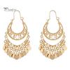 1 Pair Hanging Earrings Vintage Sequin Tassel U-shaped Hollow Out Exquisite Stainless Anti-allergy Bohemian Ethnic Party Prom Dangle Earrings