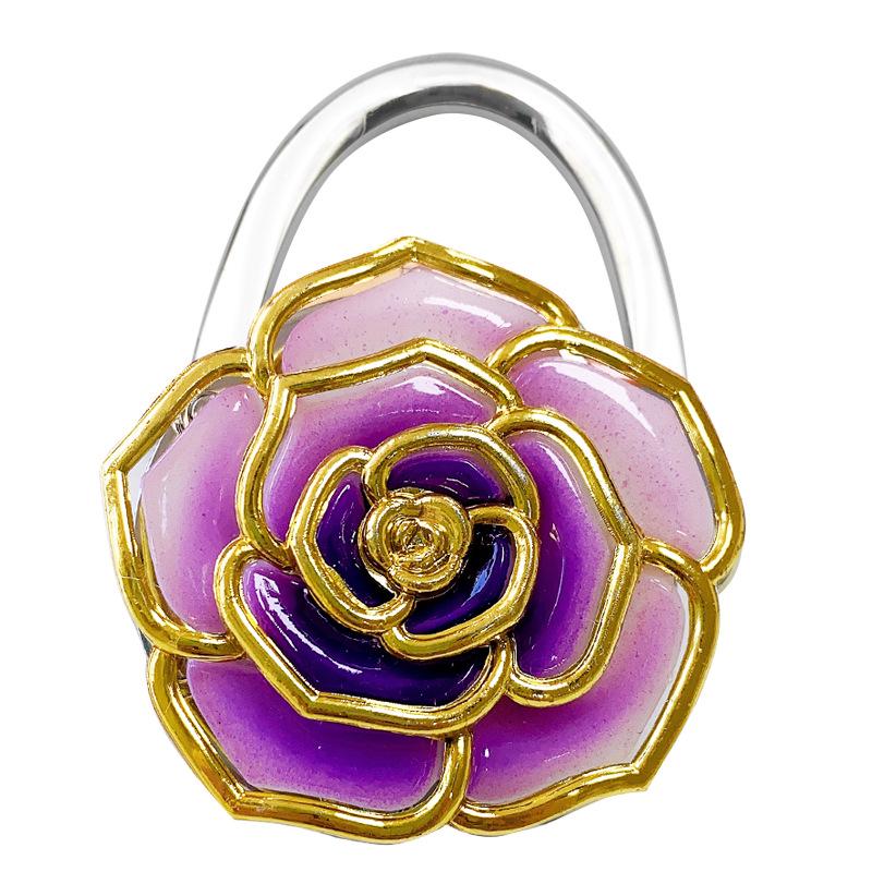 Gradient Rose Two-Tone Folding Handbag Hook with Gold Trim 7cm x 5cm