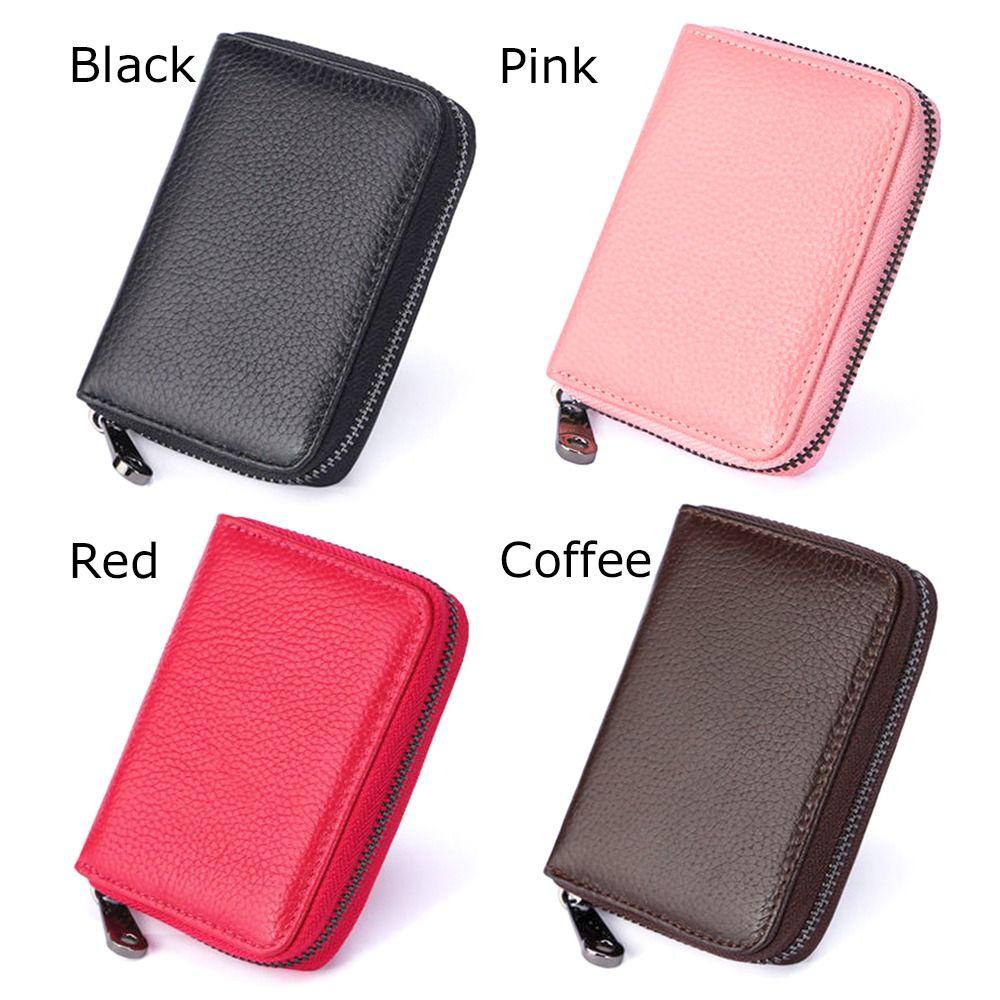 Practical Women Men 20 Detents Credit Card Holder Multi-function Zipper Leather Wallet Business Card Purses Fashion Card Case