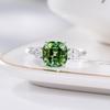 Imitation Natural Green Tourmaline Square Diamond Ring, Temperament Apple Green Daily Beauty Treasure Open Ring