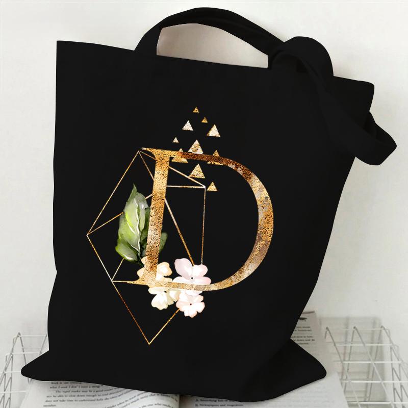Print Canvas Bag Women's Shoulder Bag Fashion Floral Letter Ladies Hand Bags Alphabet Tote Bag