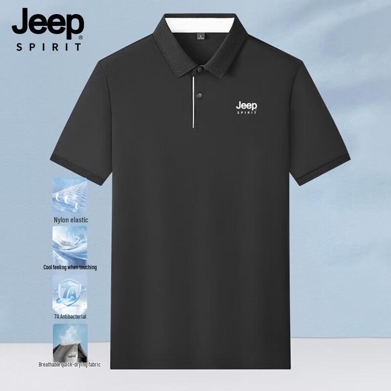 JEEP SPIRIT Men s 7A Antibacterial Ice Silk Short Sleeve Polo Shirt 180