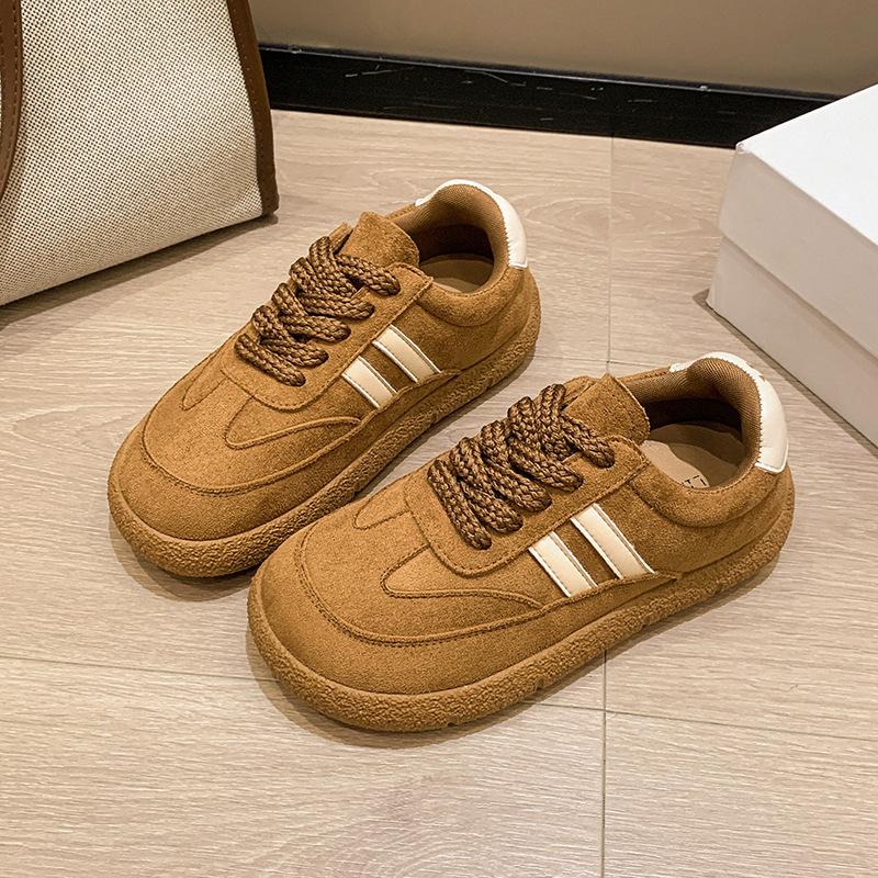 Retro Platform German Training Shoes Women's 2025 Autumn and Winter New Round Head Soft Sole Versatile Casual Board Shoes New