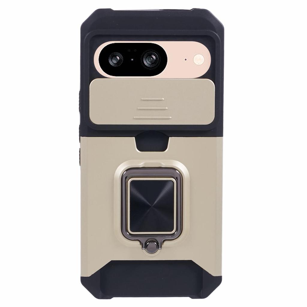 Pro Google Pixel 9/Pixel 9 Pro Pouzdro Držák na karty PC+TPU Stojánek Kryt telefonu s ochranou objektivu
