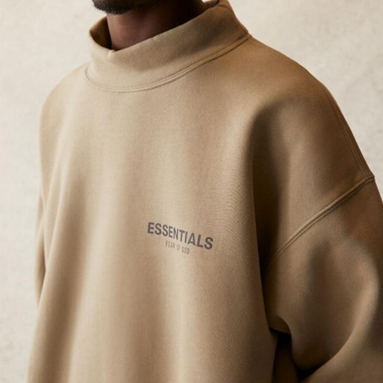 Fear of God Essentials SS21 Fleece-Lined Mockneck Sweatshirt Unisex Tops Moss FOG-SS21-582