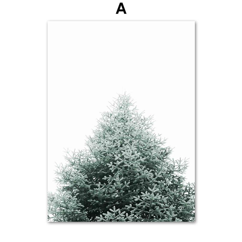 Vinter Snø Skog Fjell Furutre Elg Hjort Veggkunst Lerretsmaleri Plakater og utskrifter Veggbilder til stuedekor