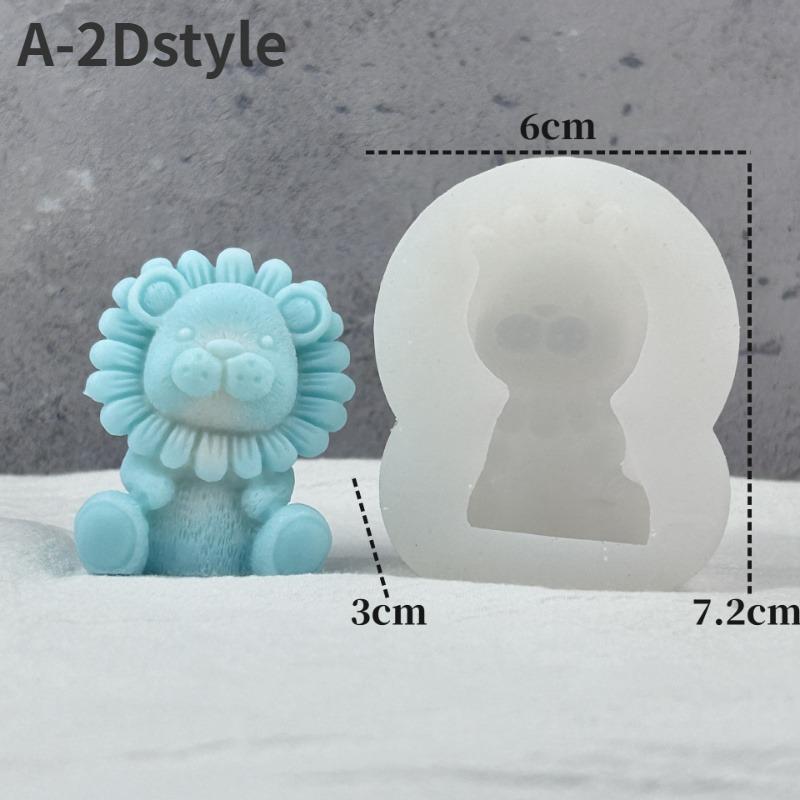1pc Cute Lion Silicone Candle Mold Handmade Soap Aromatherapy Plaster Resin Making Kit DIY.