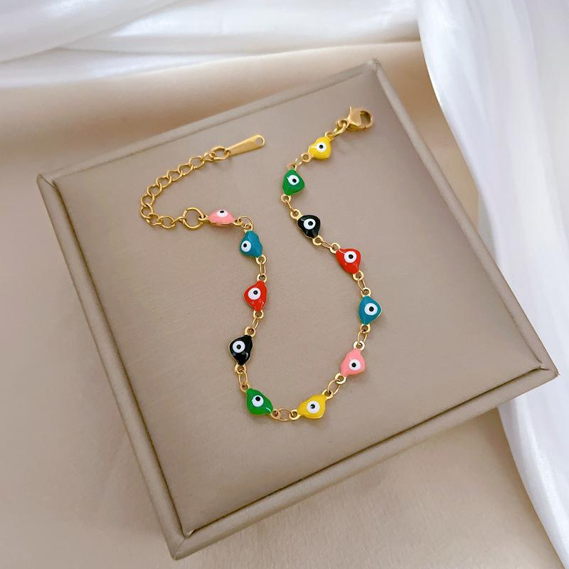 Dongmen Personalized Minimalist Style Colored Eye Chain Bracelet Female Retro Girlfriend