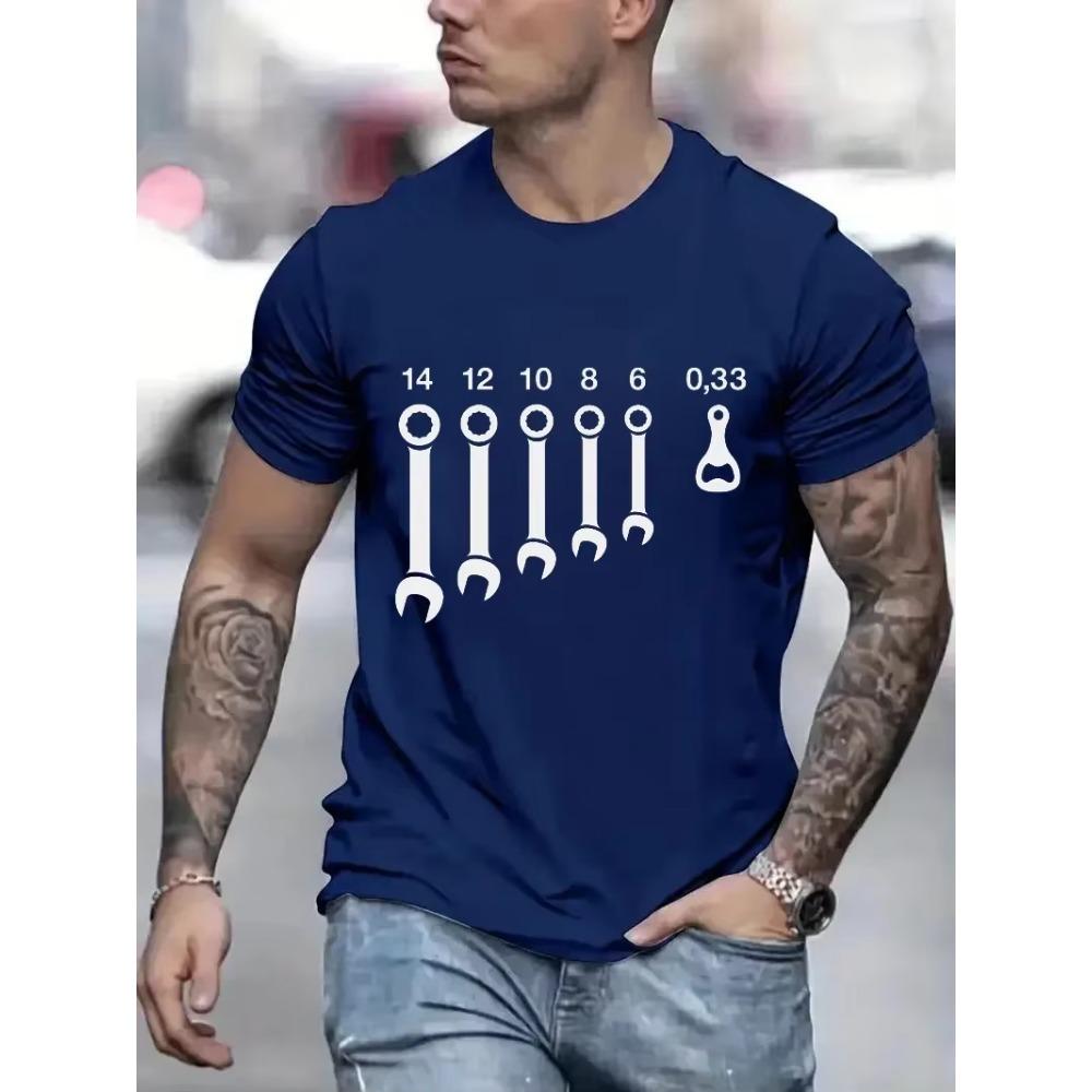 T Shirts for Men Clothing Wrench  Wrenches Beer Bottle Opener Tools Humorous T-Shirts Crewneck Tees Short Sleeve Oversized Tops