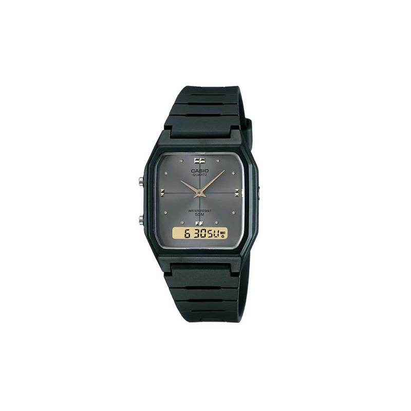 

Casio YOUTH series-square plate dual display, universal for youth, fashionable business retro, classic pointer, black plate, square dial, AW-48HE-8A чорний