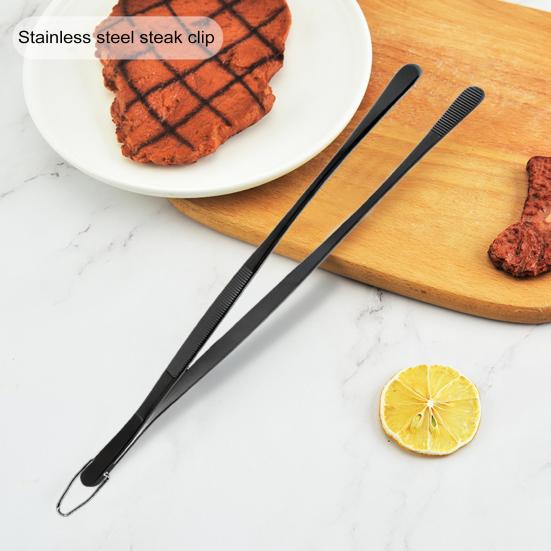 2Pcs Kitchen Cooking Tongs 12 Inch Food Clamp Stainless Steel Fine Tweezers with Serrated Tips for Chef Grill BBQ Pasta Salad