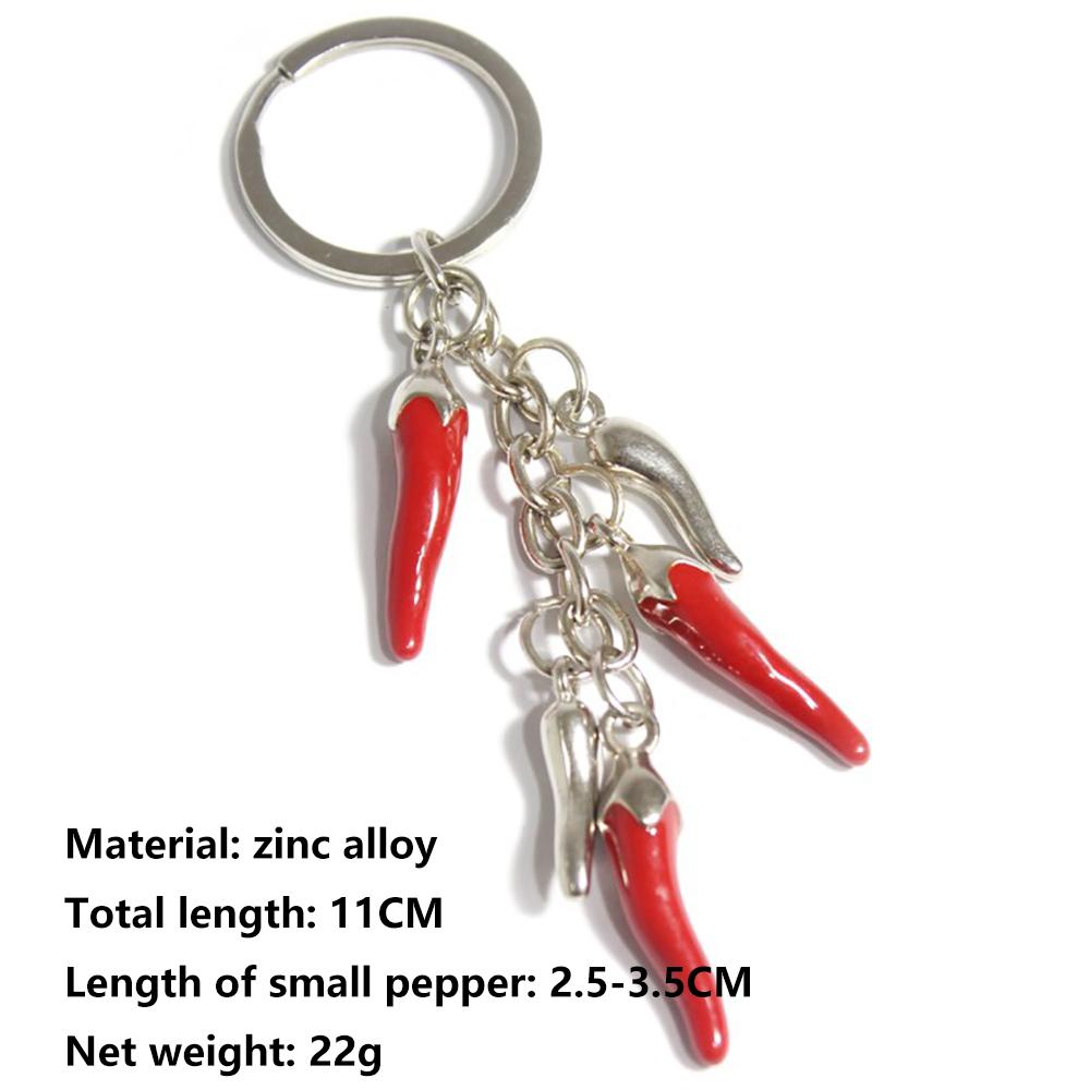 Portachiavi Creativo Metallo Peperone Rosso Mini Ciondolo Peperone Accessori Portachiavi in Lega Set Cuffie Accessorio Auto Portachiavi