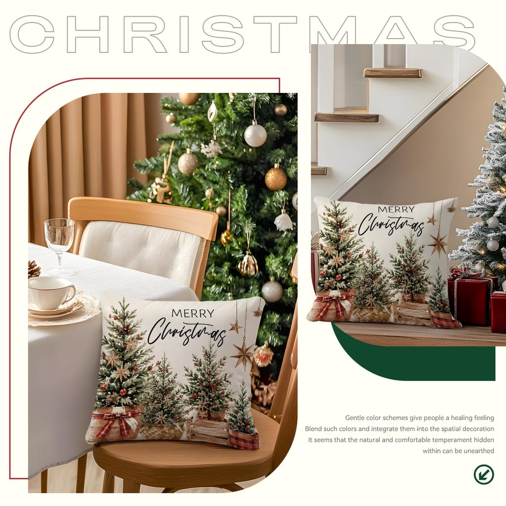 Striped Merry Christmas Theme Cushions Pillowcase Polyester Cushion Cover Throw Pillow Pillowcover Home Car Sofa Decor