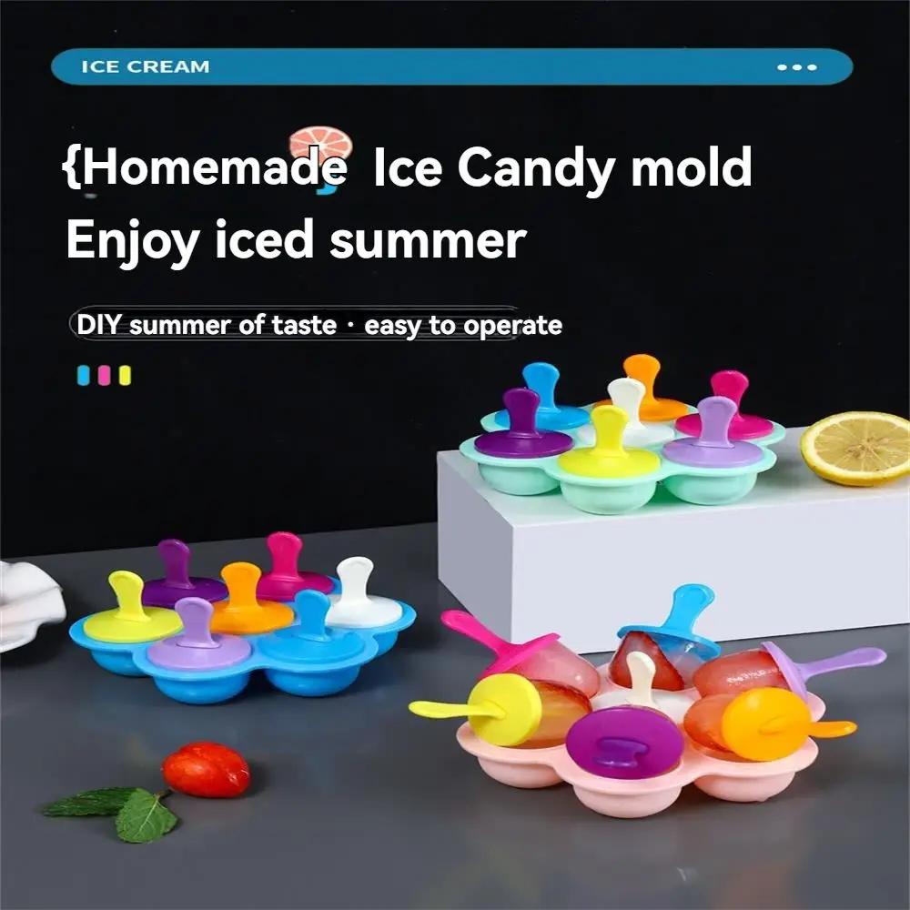 7 hole Diy ice cream mold Ice cream Children's Popsicle Food filled plastic ice tray Popsicle mold fruit smoothie