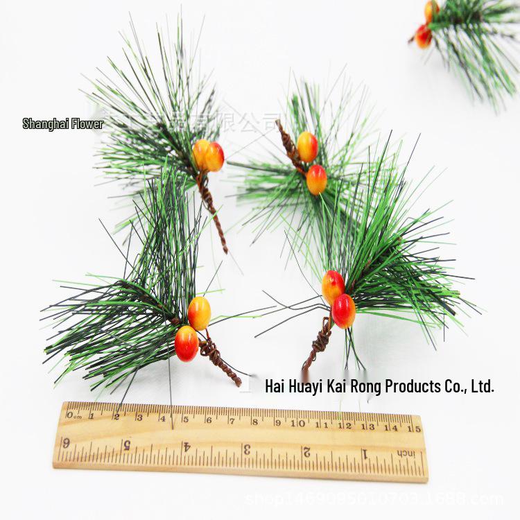 Artificial Pine Needle Greenery & Red Berry Bouquet for Holiday DIY & Gift Packaging