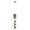 Pastoral Style Wind Bells Vintage Metal Owl Chime with 3 Bells, Hollow Hanging Ornament, Retro Bronze Ornaments Pendant for Garden Patio Balcony
