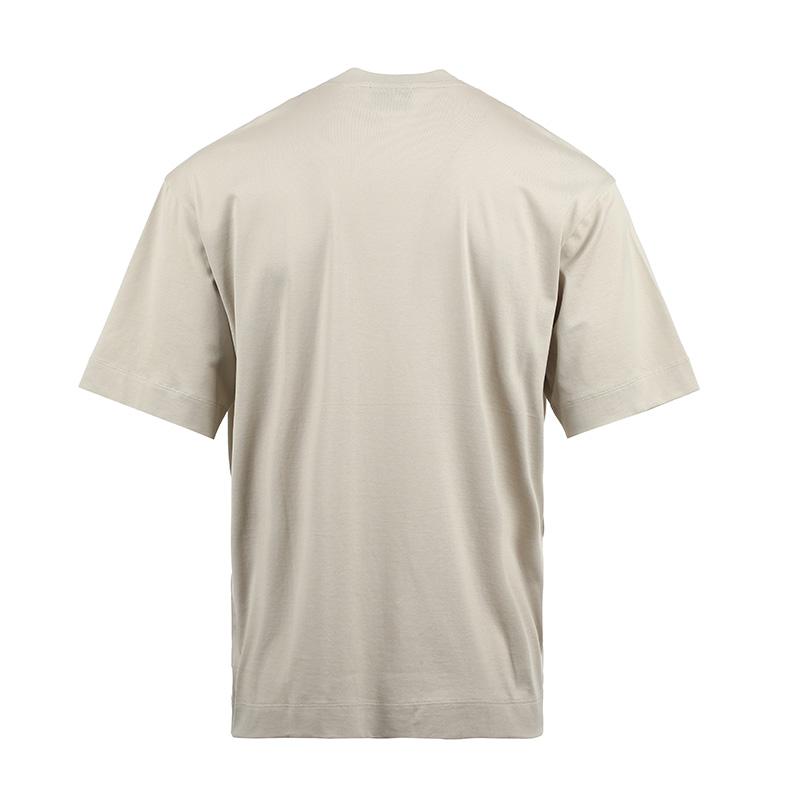 Emporio Armani SS25 Eagle Pattern Embroidered Loose Fit Crew Neck Short Sleeve T-Shirt Men Tops Beige EM001026-AF13669-M1054