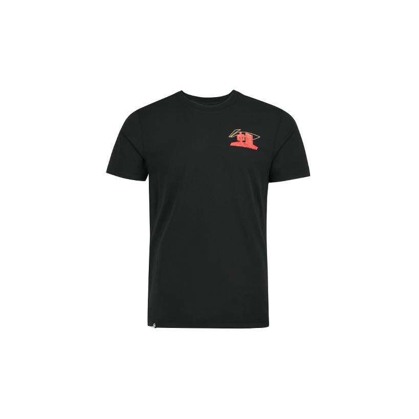 Li-Ning T-shirt Homme Respirant à Séchage Rapide Col Rond Manches Courtes Imprimé Noir AHSR569-1