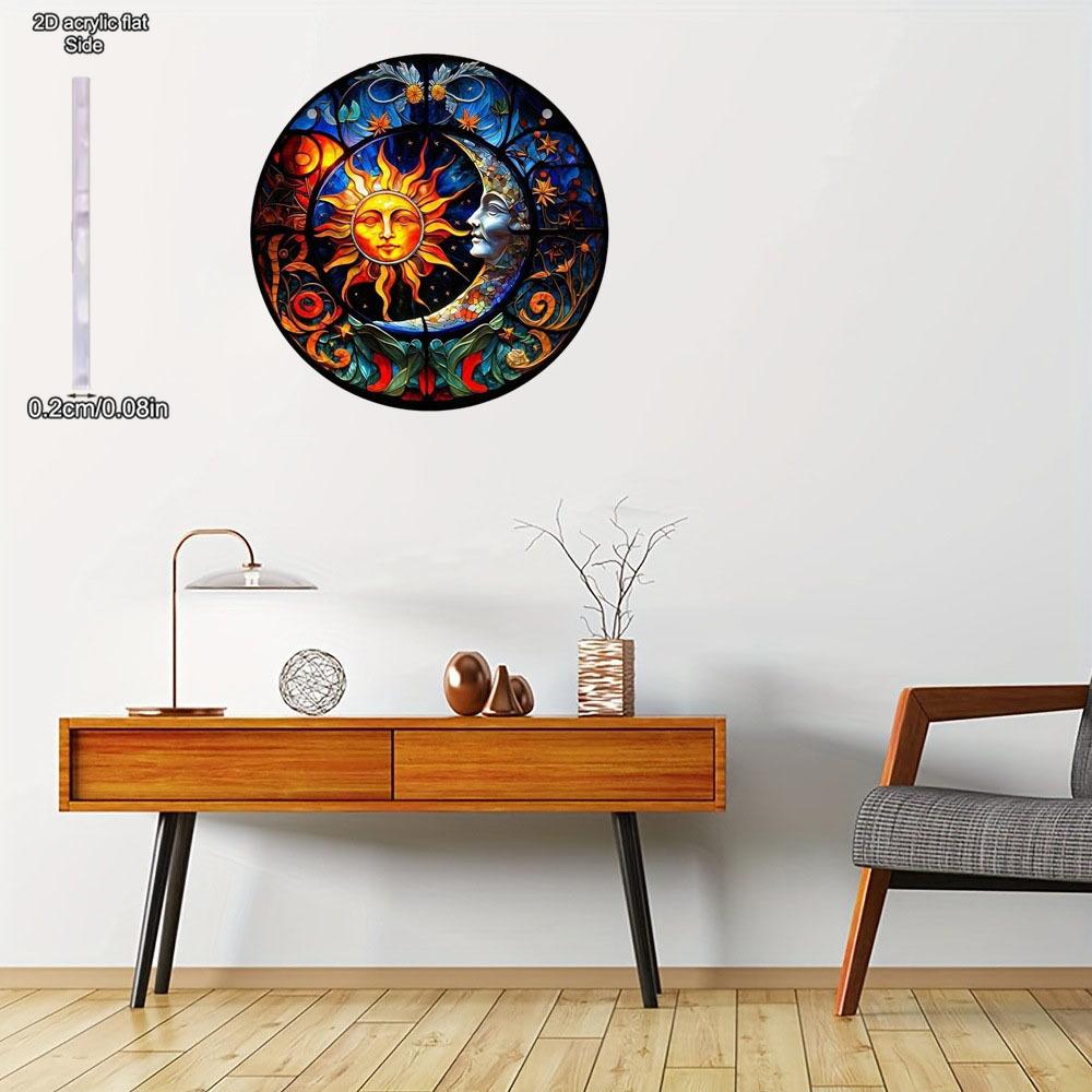 Sun and Moon Catcher Indoor Outdoor Home Decor, Craft Stained Acrylic Suncatchers Catcher, Ornament Hanging Suncatcher, Home Room, Garden Wall Decor