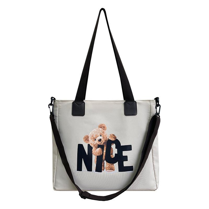Bolso Tote de Lona Oxford para Mujer con Estampado de Letras Suave para Hombro Uso Diario