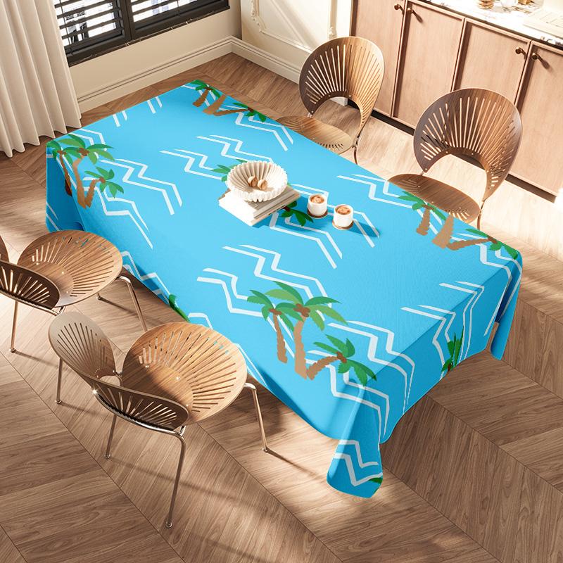 High-Quality Printed Tablecloths with Palm Tree Design for Beach-themed Dining Tables Ideal for Home Decor Parties