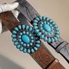 Ladies Wear The Classic Western Belt Embossed Pu Leather Bohemian Style Oval Turquoise Buckle Waist Band