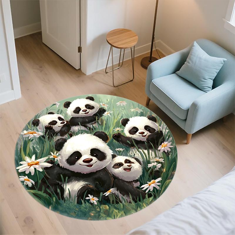 Panda Pattern Round rug,Carpet Rug for Living Room Bedroom Sofa Playroom Decor,Non-slip Floor Mat,Holiday Gifts and Birthday Gifts