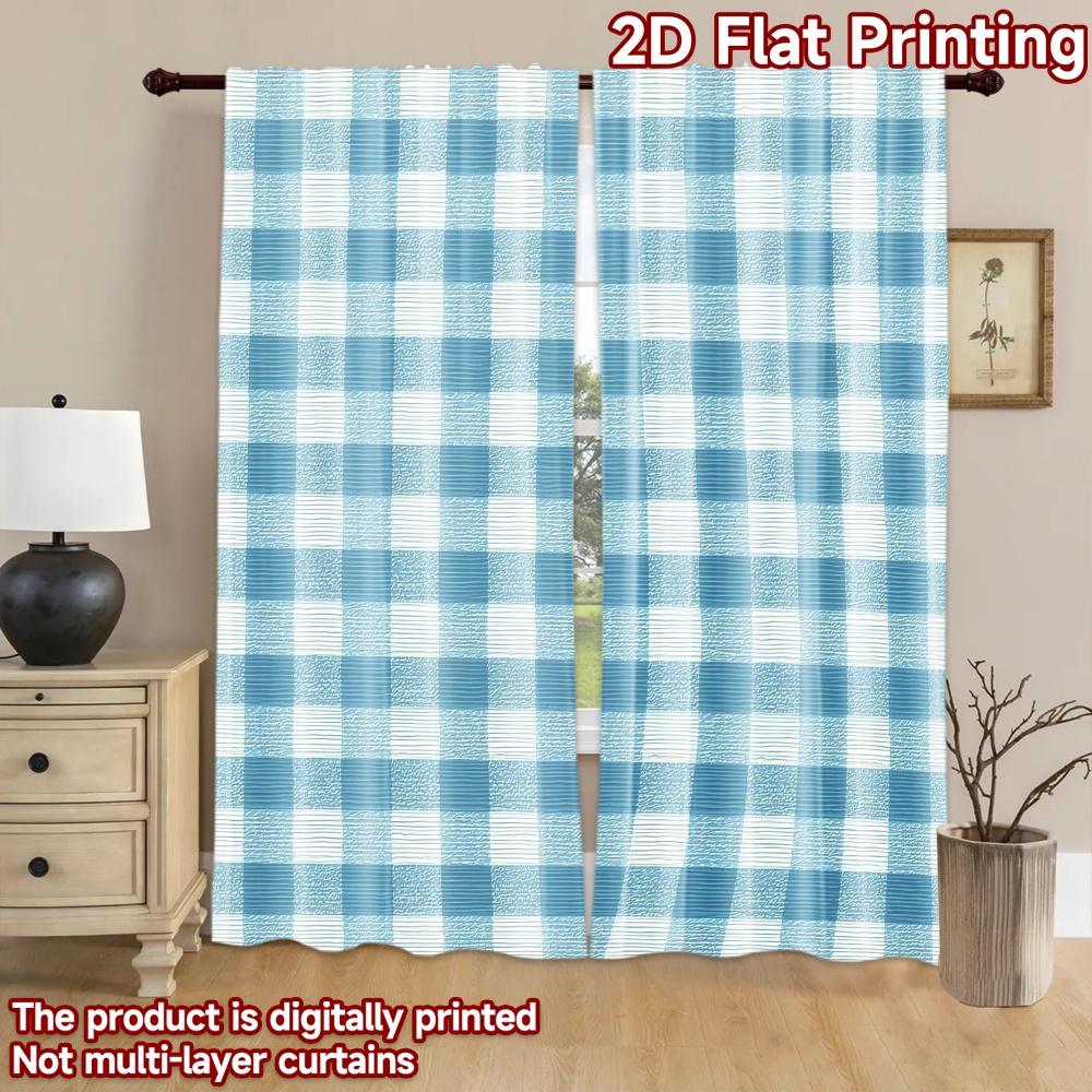 2D flat Photography Backdrop Background Banner Blue Checkered Squares 100% Polyester Party Decorations for Suitable for