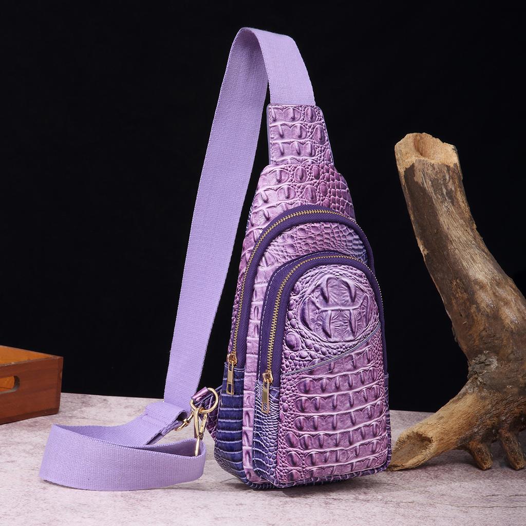 Vintage-Mode, breiter Riemen, Damen-Gürteltasche, Umhängetasche, Krokodildruck