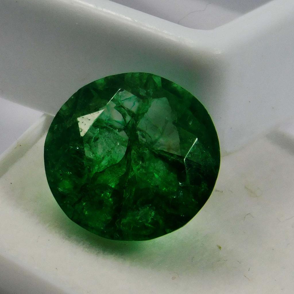 Natural Green Colombian Emerald 6.65ct Round Cut Certified Loose Gemstone