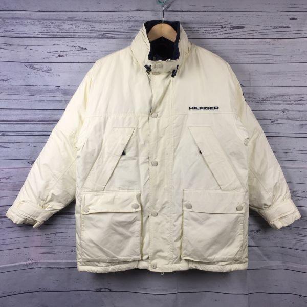 

TOMMY HILFIGER Thick 80 Percent Down Jacket Men S Beige White Adjustable Drawcord(USED)