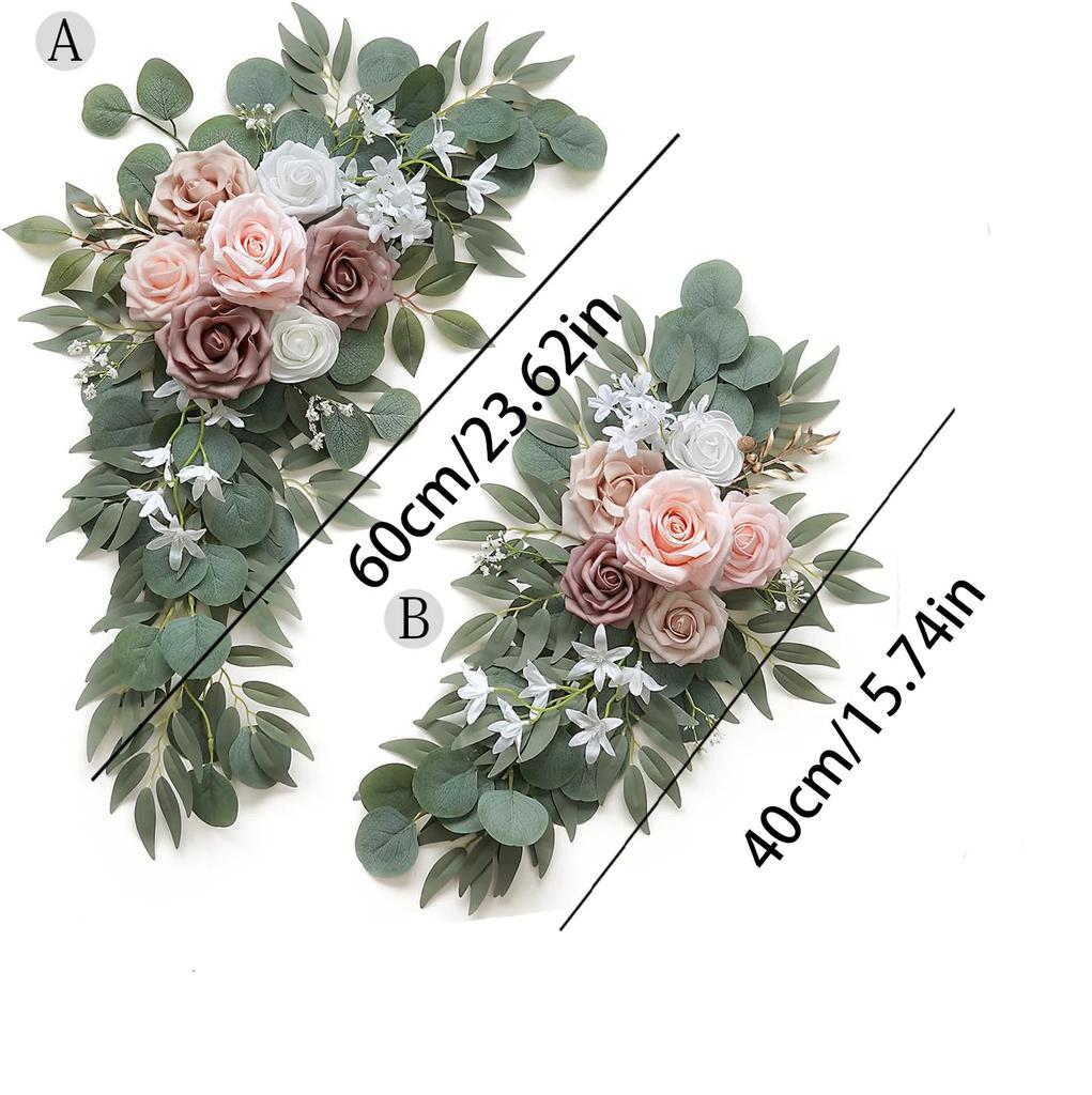 Artificial Wedding Arch Flowers Kit Boho Dusty Rose Blue Eucalyptus Garland Drapes for Wedding Decorations Welcome Sign