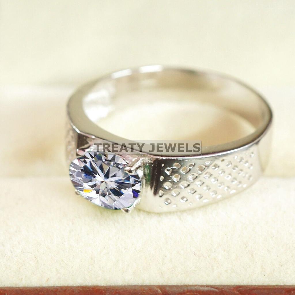 Moissanite Oval Cut Gemstone With 925 Sterling Silver Ring For Men's #B290 JL375681944734