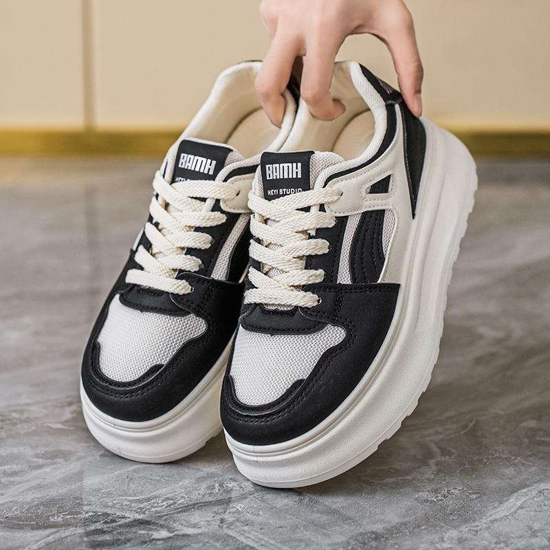 CRLAYDK Women's Tennis Walking Low Top Platform Casual Sneakers Lace Up Classic Skateboard Shoes Height Increase Trainers