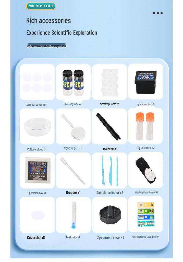 1200x HD Kids' Microscope Science Set - STEM Biology Educational Toy for Primary Students