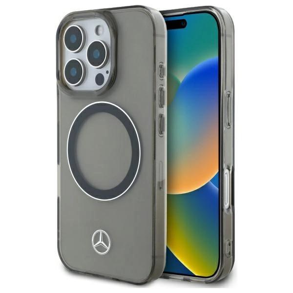 Mercedes Mehmp16L23Huosk Iphone 16 Pro   6.3 Czarny/Black Hardcase Silver Ring Magsafe