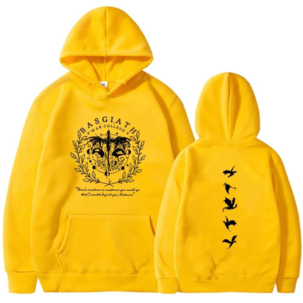Vintage Bookish Women's Casual Fashion Double Sided Fourth Wing Basgiath War College Hooded Sweatshirt Hoodie