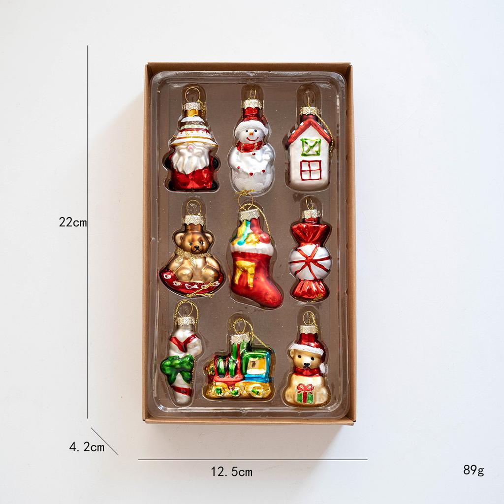 1 set of glass shaped balls, old man snowman snowflake mold balls, Christmas tree creative pendants, Christmas tree decoration pendants,